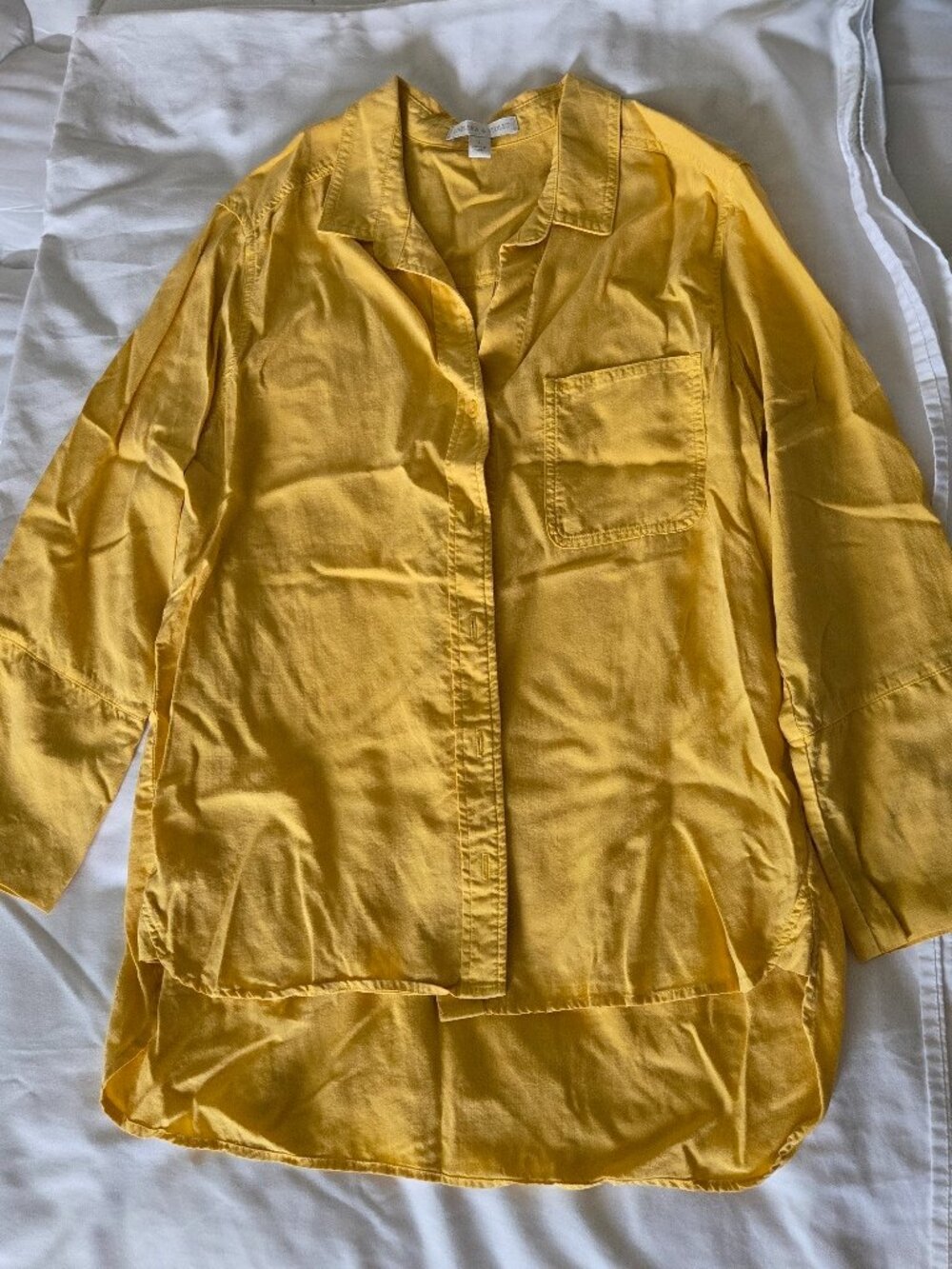 Chelsea & Violet Button Up High Low Shirt - Yellow - L